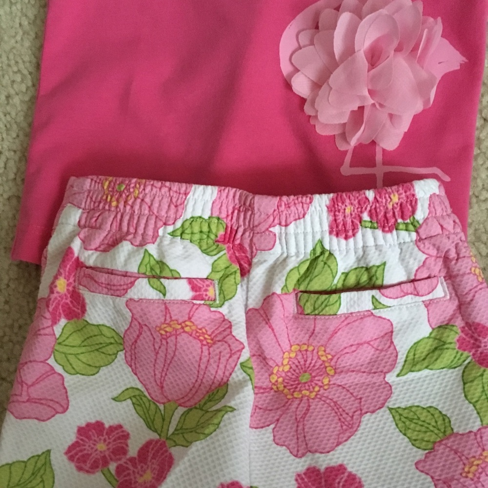 2pc JANIE AND JACK pink flamingo short set 3-6m - Picture 5 of 8
